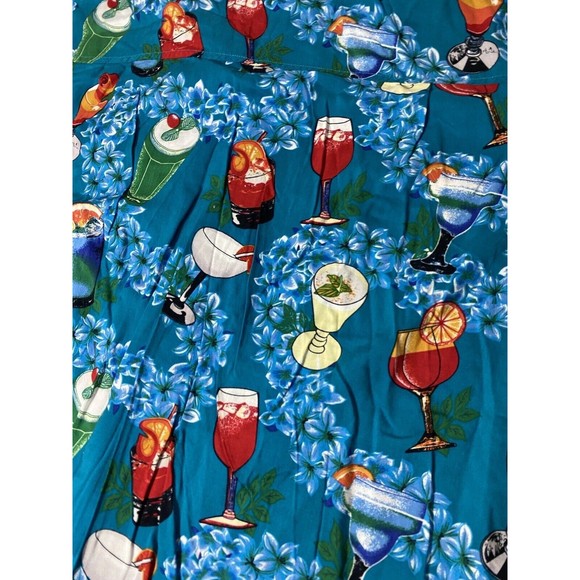 Cherokee Waikiki Wear Shirt Mixed Drinks Martini Hawaiian Mens SZ L 23.5pit2pit - Picture 2 of 7